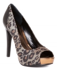 A textured surprise makes quite the statement. The heel of FALCHI by Falchi's Giselle platform pumps feature super-cool giraffe-embossed detailing. A textured surprise makes quite the statement. The heel of FALCHI by Falchi's Giselle platform pumps feature super-cool giraffe-embossed detailing.