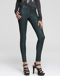Our love affair with colorful denim continues to thrive into fall--take these J Brand skinny jeans, coated for a cool alternative to your 7-day blues, anywhere you dare. Our love affair with colorful denim continues to thrive into fall--take these J Brand skinny jeans, coated for a cool alternative to your 7-day blues, anywhere you dare.