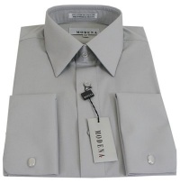Mens Modena Solid Silver French Cuff Dress Shirt Mens Modena Solid Silver French Cuff Dress Shirt