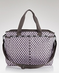 For the style-savvy stroller-mom, LeSportsac's nylon baby bag is a chic alternative to the drab diaper bag. Carry it to keep your little one's essentials looking extra cute. For the style-savvy stroller-mom, LeSportsac's nylon baby bag is a chic alternative to the drab diaper bag. Carry it to keep your little one's essentials looking extra cute.