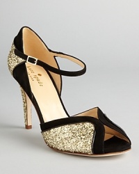 These sparkling kate spade new york peep toe pumps are a grown-up take on the glitter trend. A dance-inspired, ankle strap silhouette makes them perfect for your next big gala.