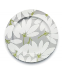 Stylized blooms cover this versatile serving platter, a perfect complement to the bold graphic patterns of Floral Fan dinnerware by Echo Design. Stylized blooms cover this versatile serving platter, a perfect complement to the bold graphic patterns of Floral Fan dinnerware by Echo Design.