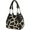 Black Large Vicky Giraffe Print Faux Leather Satchel Bag Handbag Purse