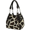 Black Large Vicky Giraffe Print Faux Leather Satchel Bag Handbag Purse