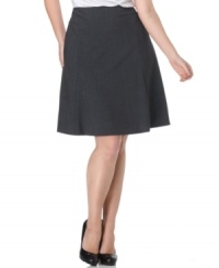 A chic plus size suiting basic from Calvin Klein--the A-line skirt, featuring a polished, feminine fit. A chic plus size suiting basic from Calvin Klein--the A-line skirt, featuring a polished, feminine fit.