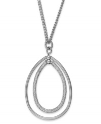 A stylish silhouette features double the appeal on this necklace from Charter Club. Features a double drop oval pendant. Crafted in silver tone mixed metal. Approximate length: 16 inches + 2-inch extender. Approximate drop: 1-1/2 inches. A stylish silhouette features double the appeal on this necklace from Charter Club. Features a double drop oval pendant. Crafted in silver tone mixed metal. Approximate length: 16 inches + 2-inch extender. Approximate drop: 1-1/2 inches.
