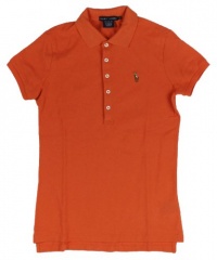 Ralph Lauren Blue Label Women's Long Placket Stretch Polo Shirt (Medium, Sun Orange) Ralph Lauren Blue Label Women's Long Placket Stretch Polo Shirt (Medium, Sun Orange)