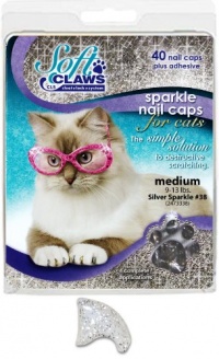 Soft Claws for Cats, Size Medium, Color Silver Glitter Soft Claws for Cats, Size Medium, Color Silver Glitter