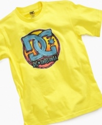 Keep his wardrobe on par with the rest of his cool, confident style with this sunny graphic t-shirt from DC Shoes. Keep his wardrobe on par with the rest of his cool, confident style with this sunny graphic t-shirt from DC Shoes.