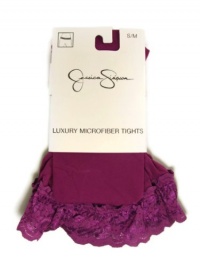 Jessica Simpson Opaque Microfiber Tights with Lace Waistband (S/M, Holyhock Purple) Jessica Simpson Opaque Microfiber Tights with Lace Waistband (S/M, Holyhock Purple)