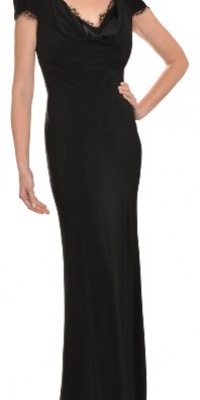 A.B.S. by Allen Schwartz Women's Classy Silk Draped Cap Sleeve Lace Accent Evening Gown 6 Black A.B.S. by Allen Schwartz Women's Classy Silk Draped Cap Sleeve Lace Accent Evening Gown 6 Black