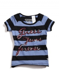 GUESS Kids Girls Striped Logo Tee, BLUE (14) GUESS Kids Girls Striped Logo Tee, BLUE (14)