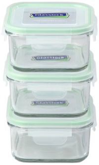 Kinetic Go Green GlassLock 1332 17-Ounce Square Glass Food-Storage Containers with Locking Lids, Set of 3 Kinetic Go Green GlassLock 1332 17-Ounce Square Glass Food-Storage Containers with Locking Lids, Set of 3