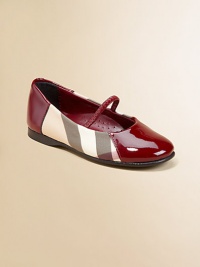 Signature check paired with patent leather accents and secured with an elasticized strap. Slip-on with elastic strapPVC/cotton upperLeather liningRubber solePadded insoleImported Signature check paired with patent leather accents and secured with an elasticized strap. Slip-on with elastic strapPVC/cotton upperLeather liningRubber solePadded insoleImported
