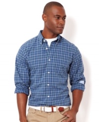 Discover a choice checker pattern in a button down. It all comes together in this long sleeve shirt from Nautica.