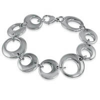 Laidies 7 inch Stainless Steel-Silver Tone Circle Bracelet Laidies 7 inch Stainless Steel-Silver Tone Circle Bracelet