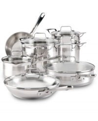 Step up to chef! Emeril Lagasse redefines the way you work in the kitchen with an efficient, stylish and incredibly smart set of professional pieces. Crafted from 18/10 stainless steel with impact-bonded aluminum bases, each essential heats up fast and evenly for perfect results time and time again. Lifetime warranty. Qualifies for Rebate Step up to chef! Emeril Lagasse redefines the way you work in the kitchen with an efficient, stylish and incredibly smart set of professional pieces. Crafted from 18/10 stainless steel with impact-bonded aluminum bases, each essential heats up fast and evenly for perfect results time and time again. Lifetime warranty. Qualifies for Rebate