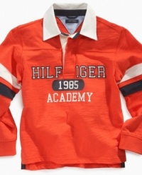 He'll get into the game in style with this Tommy Hilfiger rugby. He'll get into the game in style with this Tommy Hilfiger rugby.