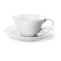 Sophie Conran by Portmeirion 8-Ounce Teacups and Saucers, Set of 4, White Sophie Conran by Portmeirion 8-Ounce Teacups and Saucers, Set of 4, White