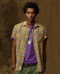 The ever-versatile flannel shirt is designed with short sleeves and crafted from lightweight brushed cotton for all-weather, year-round comfort. The ever-versatile flannel shirt is designed with short sleeves and crafted from lightweight brushed cotton for all-weather, year-round comfort.