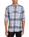 Nautica Men's Long Sleeve Herringbone Plaid Woven Shirt