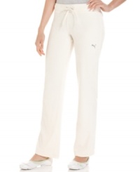 Puma's straight-leg velour track pants are cozy must-haves for working out, or just hanging out! Puma's straight-leg velour track pants are cozy must-haves for working out, or just hanging out!