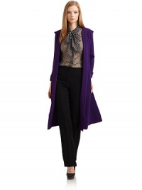 THE LOOKHooded styleOpen-frontThree-quarter sleeves with turn-back cuffsRemovable beltDual besom pocketsTHE FITAbout 41 from shoulder to hemTHE MATERIAL60% viscose/40% woolSilk liningCARE & ORIGINDry cleanImportedModel shown is 5'10 (177cm) wearing US size 4. THE LOOKHooded styleOpen-frontThree-quarter sleeves with turn-back cuffsRemovable beltDual besom pocketsTHE FITAbout 41 from shoulder to hemTHE MATERIAL60% viscose/40% woolSilk liningCARE & ORIGINDry cleanImportedModel shown is 5'10 (177cm) wearing US size 4.