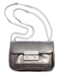 Get your shine on all night long with this glam little goodie from MICHAEL Michael Kors. Crafted from cool, croc-embossed leather with signature detailing, it's sized-right for your out-all-night essentials.