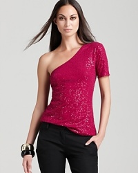 A luxe approach to layering, a sequin-embellished DKNY tee puts a shine on your everyday style.