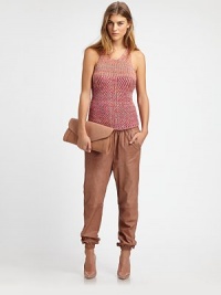 A true representation of this season's sports-luxe trend, these jogging pants are crafted from the finest lambskin leather and shaped by a slightly tapered fit. Elastic waistbandElastic cuffsRise, about 11Inseam, about 27LeatherDry clean with leather specialistImportedSIZE & FITModel shown is 5'10 (177cm) wearing US size 4. A true representation of this season's sports-luxe trend, these jogging pants are crafted from the finest lambskin leather and shaped by a slightly tapered fit. Elastic waistbandElastic cuffsRise, about 11Inseam, about 27LeatherDry clean with leather specialistImportedSIZE & FITModel shown is 5'10 (177cm) wearing US size 4.