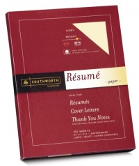Southworth Exceptional Resume Paper, 100% Cotton, 32 lb, Ivory, 100 Count (RD18ICF) Southworth Exceptional Resume Paper, 100% Cotton, 32 lb, Ivory, 100 Count (RD18ICF)