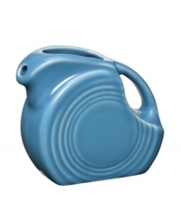 Pour it on. Enjoy the chip-resistant durability and cool Art Deco design that made Fiesta dinnerware famous with the mini disk pitcher, a perfect size for gravy or maple syrup. With more than a dozen colors to choose from so you can customize your table. Pour it on. Enjoy the chip-resistant durability and cool Art Deco design that made Fiesta dinnerware famous with the mini disk pitcher, a perfect size for gravy or maple syrup. With more than a dozen colors to choose from so you can customize your table.
