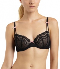 Betsey Johnson Women's Eyelet Lace 3 Section Foam Demi, Raven Black, 34B Betsey Johnson Women's Eyelet Lace 3 Section Foam Demi, Raven Black, 34B