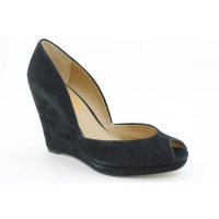 KORS Michael Kors Vail Womens Size 6 Black Peep Toe Suede Wedges Shoes KORS Michael Kors Vail Womens Size 6 Black Peep Toe Suede Wedges Shoes