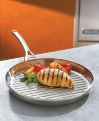 Grill burgers, steaks and salmon to perfection with this superior round grill pan. Sleek, sturdy and strong, it features a three ply 18/10 stainless steel interior and exterior that is surrounded by a highly-conductive full-aluminum core that provides great cooking results. Stay-cool, long handle makes it easy to move pan on stovetop. Oven and broiler safe. Dishwasher safe but hand wash recommended. Lifetime warranty. Grill burgers, steaks and salmon to perfection with this superior round grill pan. Sleek, sturdy and strong, it features a three ply 18/10 stainless steel interior and exterior that is surrounded by a highly-conductive full-aluminum core that provides great cooking results. Stay-cool, long handle makes it easy to move pan on stovetop. Oven and broiler safe. Dishwasher safe but hand wash recommended. Lifetime warranty.