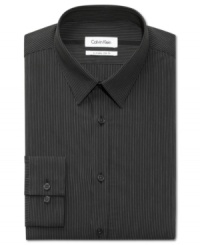 Handsome pinstripes and a flattering fit make this Calvin Klein dress shirt an instant classic. Handsome pinstripes and a flattering fit make this Calvin Klein dress shirt an instant classic.