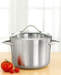 No chef can do without this kitchen essential! 8-quart stock pot is ideal for slow simmers of soups, pastas and bulk vegetables. Stainless steel construction with sleek curved vessel provides for consistently great cooking results. Includes stay-cool long handles so your hands don't get burned and a glass cover. Dishwasher safe. Lifetime warranty. No chef can do without this kitchen essential! 8-quart stock pot is ideal for slow simmers of soups, pastas and bulk vegetables. Stainless steel construction with sleek curved vessel provides for consistently great cooking results. Includes stay-cool long handles so your hands don't get burned and a glass cover. Dishwasher safe. Lifetime warranty.