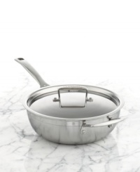 Sloped sides and a rounded base make this chef's pan your go-to for reducing sauces, heating leftovers and making sure that no ingredients get trapped in tricky corners. This versatile essential boasts a triple-layer design that sandwiches a pure aluminum core between two high-performance layers of stainless steel for quick, even heating that powers masterful meals each & every time. Lifetime warranty. Sloped sides and a rounded base make this chef's pan your go-to for reducing sauces, heating leftovers and making sure that no ingredients get trapped in tricky corners. This versatile essential boasts a triple-layer design that sandwiches a pure aluminum core between two high-performance layers of stainless steel for quick, even heating that powers masterful meals each & every time. Lifetime warranty.