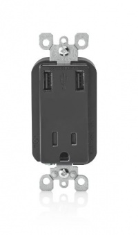 Leviton T5630-E 15-Amp 125-volt 2.1-Amp High Speed USB Charger/Tamper-Resistant Receptacle, Black Leviton T5630-E 15-Amp 125-volt 2.1-Amp High Speed USB Charger/Tamper-Resistant Receptacle, Black
