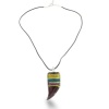 Vibrant Mulicolored Tusk Shaped Murano Glass Pendant, 20 Inches Long