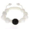 10mm Black Crystal Micro Pave and White Balls Adjustable Bracelet