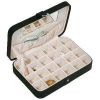Mele Renee Sectioned Sueded Jewelry Box in Black 545-62M Mele Renee Sectioned Sueded Jewelry Box in Black 545-62M