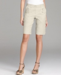Puts some kick into your wardrobe with Style&co.'s utility-style bermuda shorts. The cinchable bungee cords at the hem let you customize the look! Puts some kick into your wardrobe with Style&co.'s utility-style bermuda shorts. The cinchable bungee cords at the hem let you customize the look!