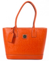 Dooney & Bourke Retro Embossed Signature Leather Small Russel Zip Bag 2R567 Orange Dooney & Bourke Retro Embossed Signature Leather Small Russel Zip Bag 2R567 Orange