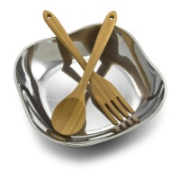 Wilton Armetale Boston 3-Piece Salad Bowl Set with Bamboo Servers, Square, 10-3/4-Inch Wilton Armetale Boston 3-Piece Salad Bowl Set with Bamboo Servers, Square, 10-3/4-Inch