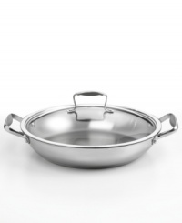 A kitchen favorite! The perfect everyday companion, this durable covered pan locks nutrients, moisture and flavor into incredibly well-cooked dishes. An aluminum encapsulated impact-bonded base provides quick and even heating to the durable stainless steel body of this versatile piece. Lifetime limited warranty. (Clearance) A kitchen favorite! The perfect everyday companion, this durable covered pan locks nutrients, moisture and flavor into incredibly well-cooked dishes. An aluminum encapsulated impact-bonded base provides quick and even heating to the durable stainless steel body of this versatile piece. Lifetime limited warranty. (Clearance)