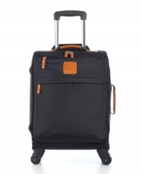 Gone for a spin. Once you experience the easy glide mobility of 360º spinners, you'll never give this chic bag a break. Following your every move, the full-featured upright is built extremely lightweight with two exterior pockets and two interior pockets. 2-year warranty. Gone for a spin. Once you experience the easy glide mobility of 360º spinners, you'll never give this chic bag a break. Following your every move, the full-featured upright is built extremely lightweight with two exterior pockets and two interior pockets. 2-year warranty.