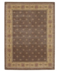 As a striking new addition to your home décor, this elegant rug will bring an inviting aesthetic to any room with its vines and blossoms in a gentle brown palette. Bearing the rich patina of premium-quality Opulon¿ yarns, each rug boasts a densely woven and strikingly luxurious pile that's a pleasure to touch and admire. One-year warranty. As a striking new addition to your home décor, this elegant rug will bring an inviting aesthetic to any room with its vines and blossoms in a gentle brown palette. Bearing the rich patina of premium-quality Opulon¿ yarns, each rug boasts a densely woven and strikingly luxurious pile that's a pleasure to touch and admire. One-year warranty.