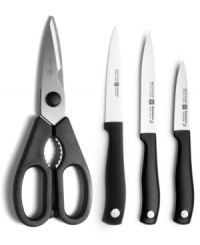 Take your kitchen by great form. Three incredibly crafted knives and a pair of shears complete your kitchen with incredible precision and professional performance. Crafted from high-carbon stain-resistant steel, these blades make the cut time and time again. Lifetime warranty.