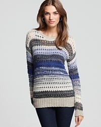Cozy up to this crochet Joie sweater with ribbed knit details. This striped staple is sure to get you through the season in style. Cozy up to this crochet Joie sweater with ribbed knit details. This striped staple is sure to get you through the season in style.
